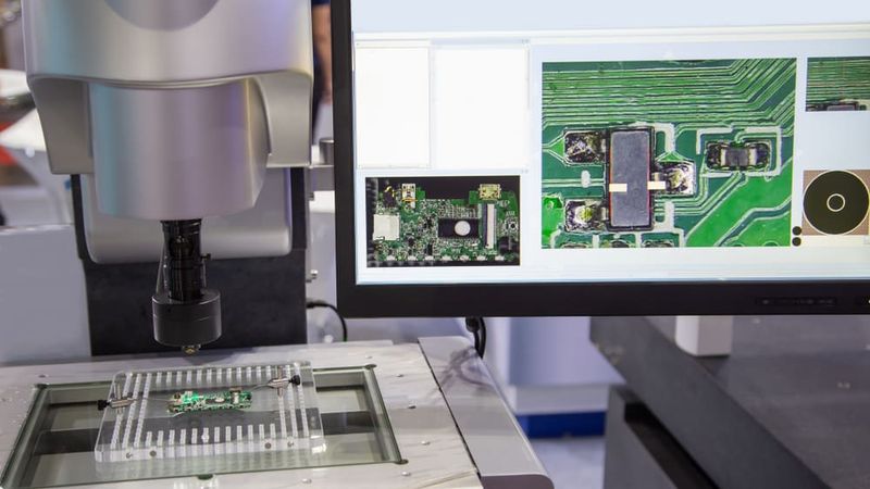 自动光学检测设备正在检测 PCB 电路板
